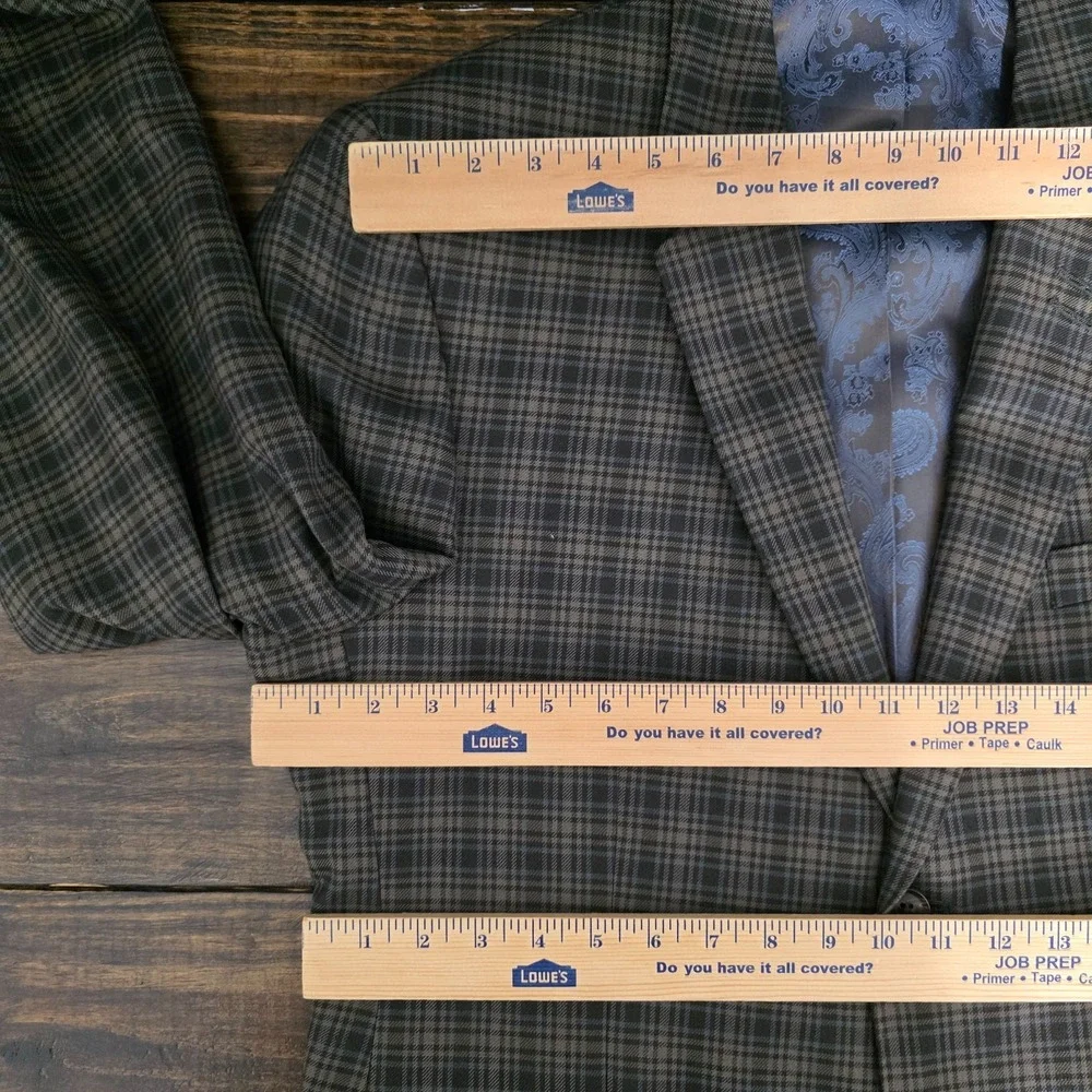 Haggar Men's Sport Coat Blazer Two Button Brown Checked‎ polyester LARGE
